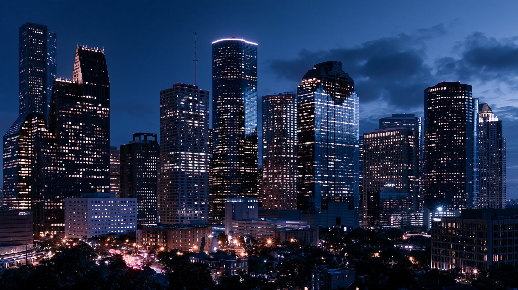 Houston skyline at blue hour